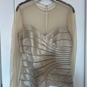 Adrianna Papell Gold Sheer Blouse